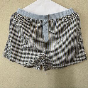 Free People
Brown-white-blue color 
Checkered Relaxed Shorts